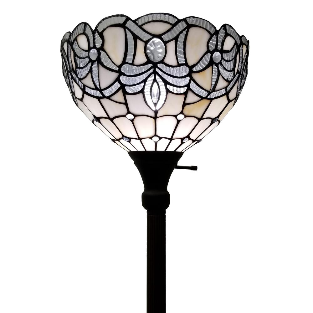 72" Brown Traditional Shaped Floor Lamp With Brown Stained Glass Bowl Shade. Picture 5