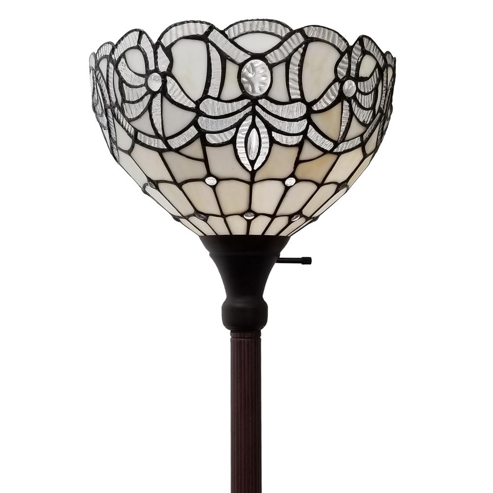 72" Brown Traditional Shaped Floor Lamp With Brown Stained Glass Bowl Shade. Picture 4