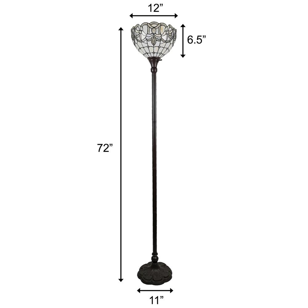 72" Brown Traditional Shaped Floor Lamp With Brown Stained Glass Bowl Shade. Picture 7
