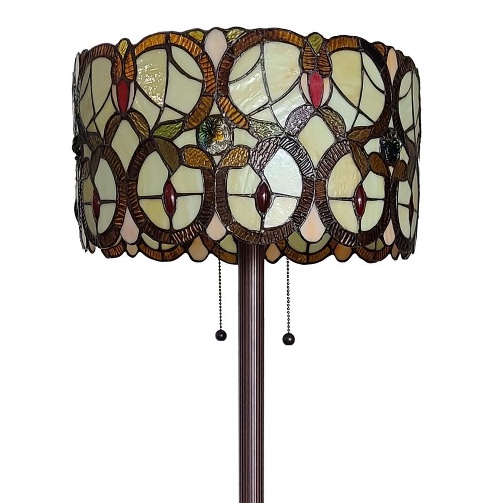 63" Brown Two Light Traditional Shaped Floor Lamp. Picture 6
