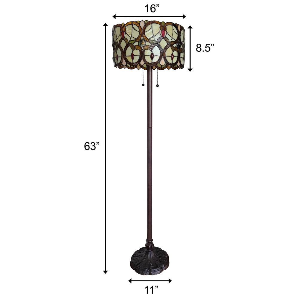 63" Brown Two Light Traditional Shaped Floor Lamp. Picture 7