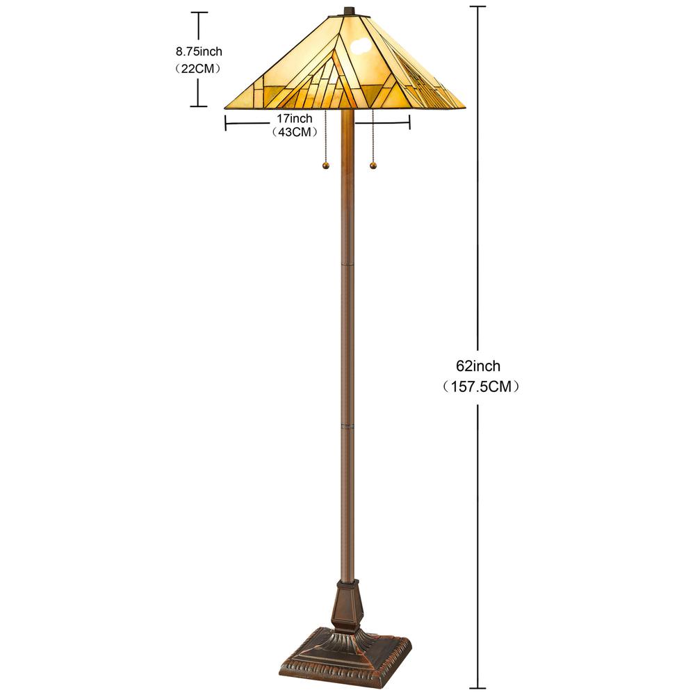 62" Brown Two Light Traditional Shaped Floor Lamp. Picture 7