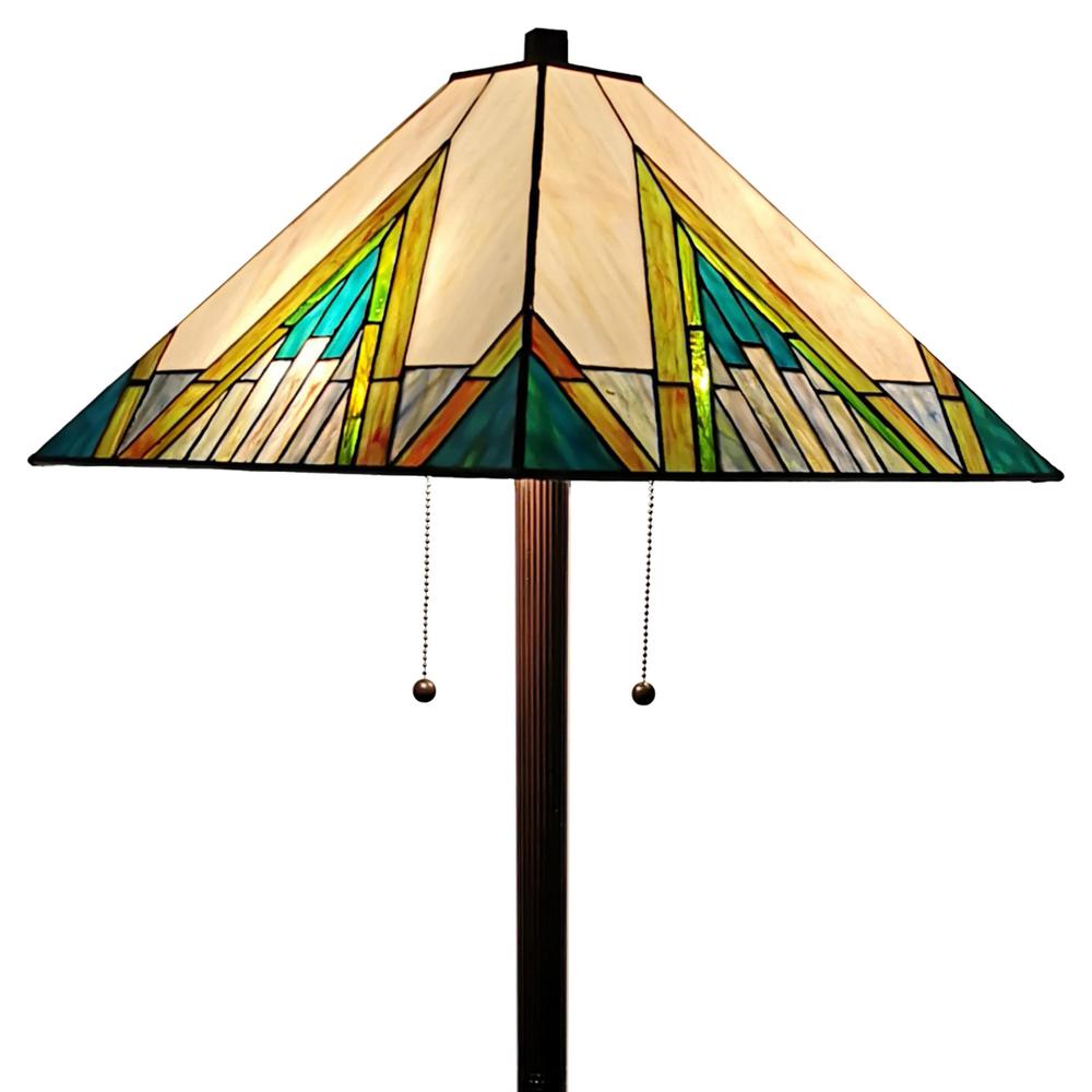 62" Brown Two Light Traditional Shaped Floor Lamp. Picture 3
