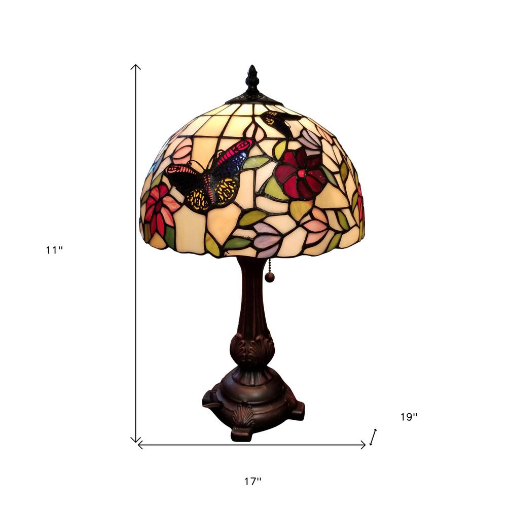 19" Tiffany Style Butterfly Table Lamp. Picture 6