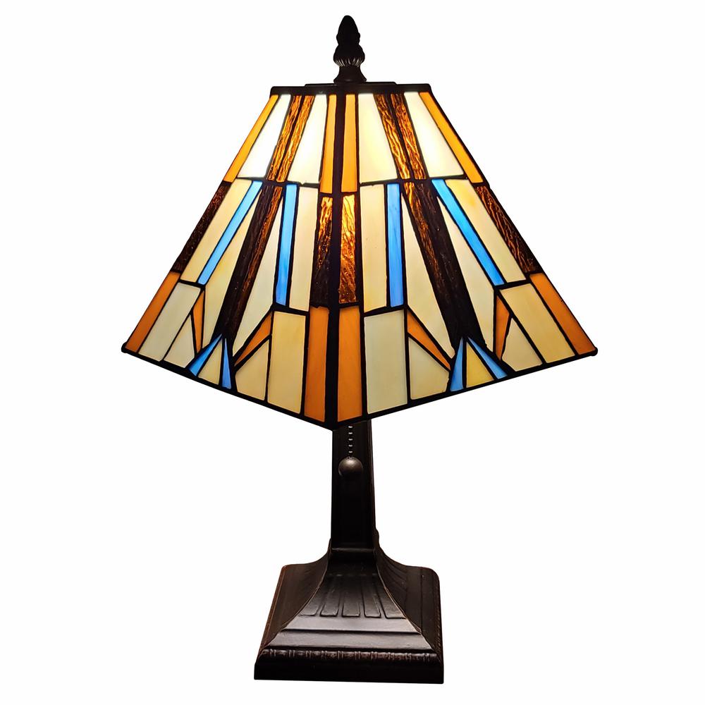 16" Tiffany Style Mission Style Squared Shade Table Lamp. Picture 1