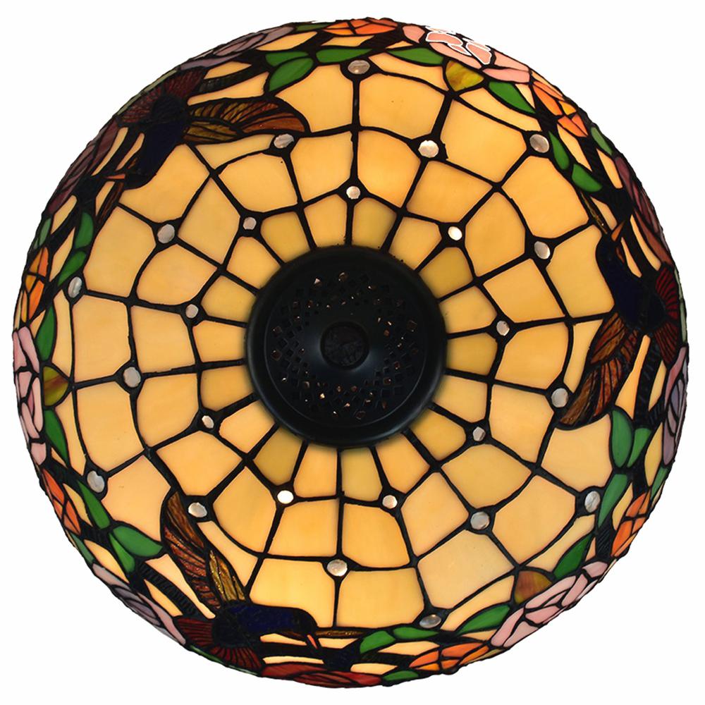 23" Stained Glass Two Light Hummingbird Accent Table Lamp. Picture 2