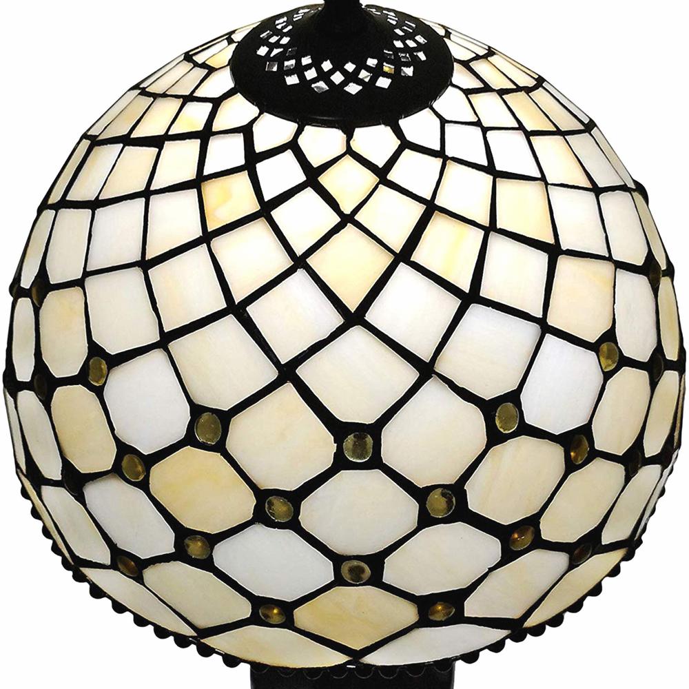 19" Tiffany Style Jeweled Glass Shade Table Lamp. Picture 2