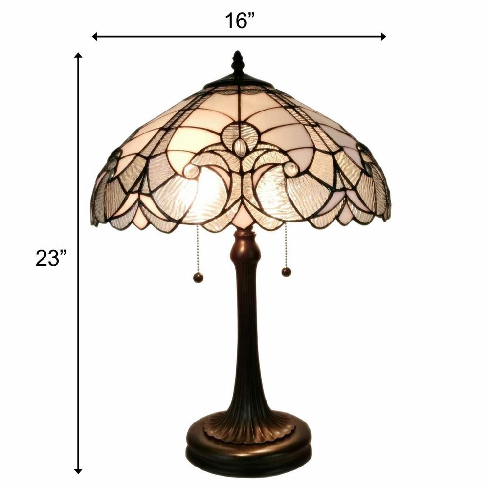 23" Stained Glass Two Light Vintage Antique Accent Table Lamp. Picture 4
