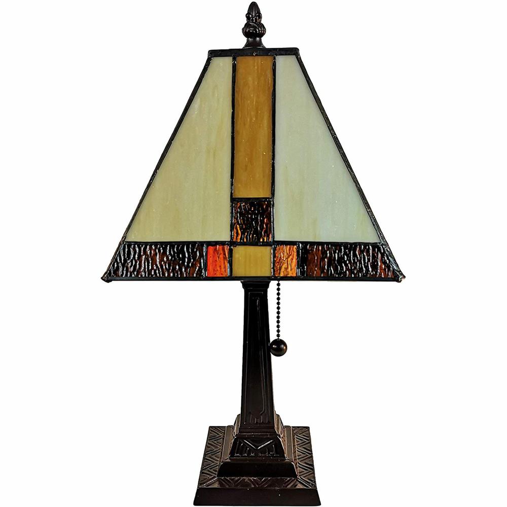 15" Tiffany Amber and Black Mission Style Table Lamp. Picture 3