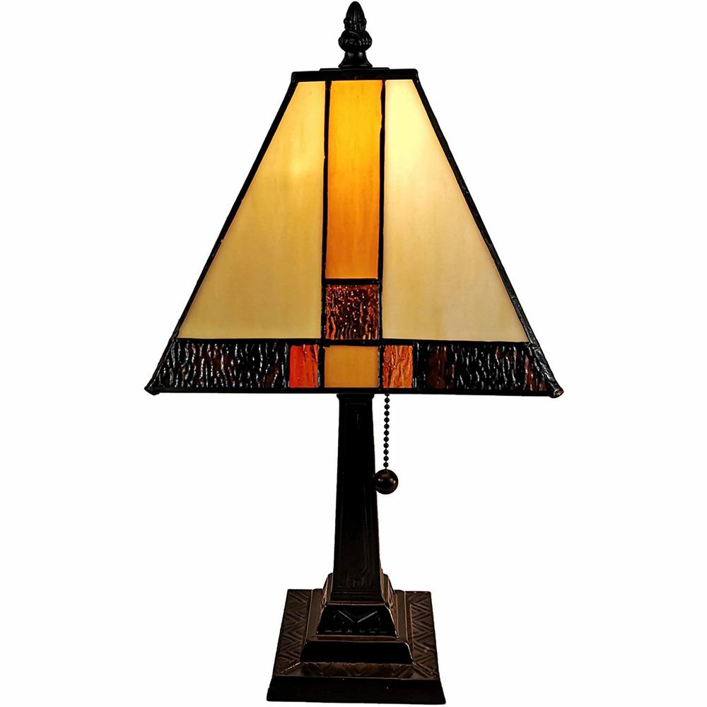 15" Tiffany Amber and Black Mission Style Table Lamp. Picture 2