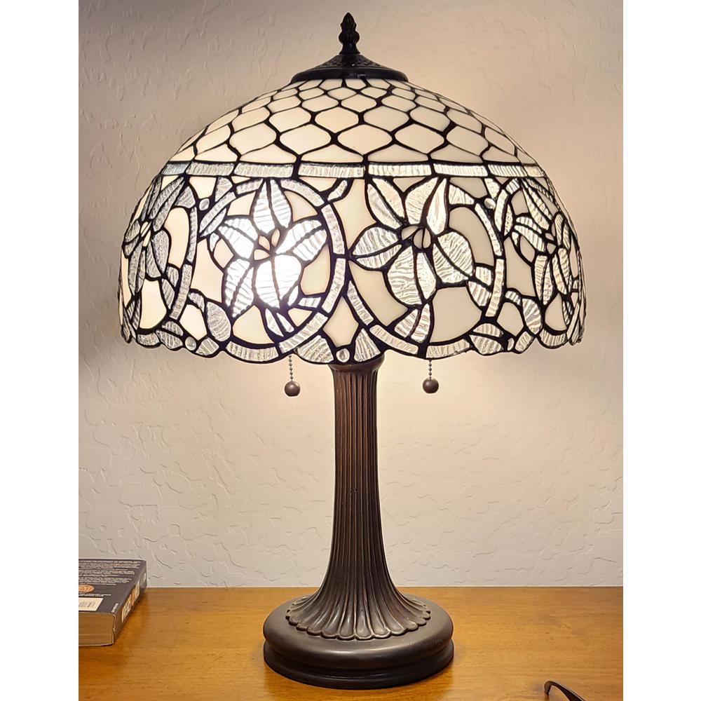 24" Stained Glass Two Light Flowery Accent Table Lamp. Picture 1