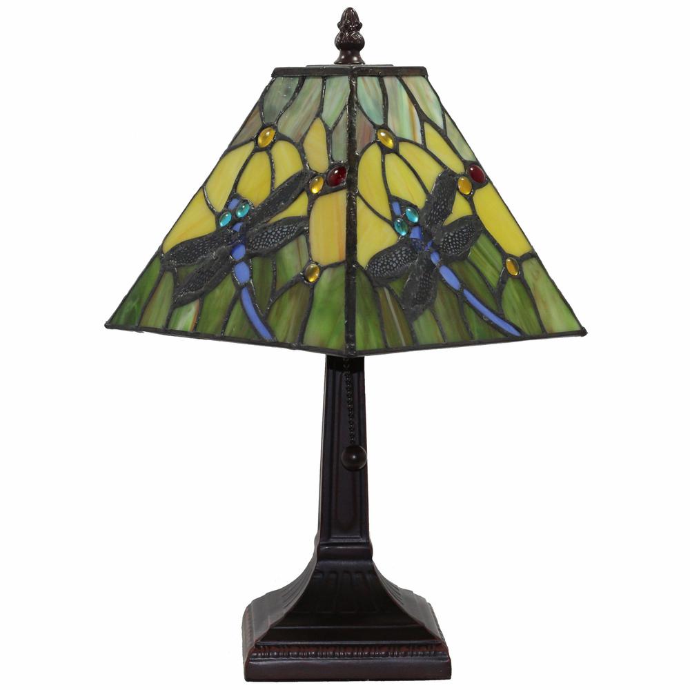 15" Tiffany Style Blue Dragonflies Table Lamp. Picture 1