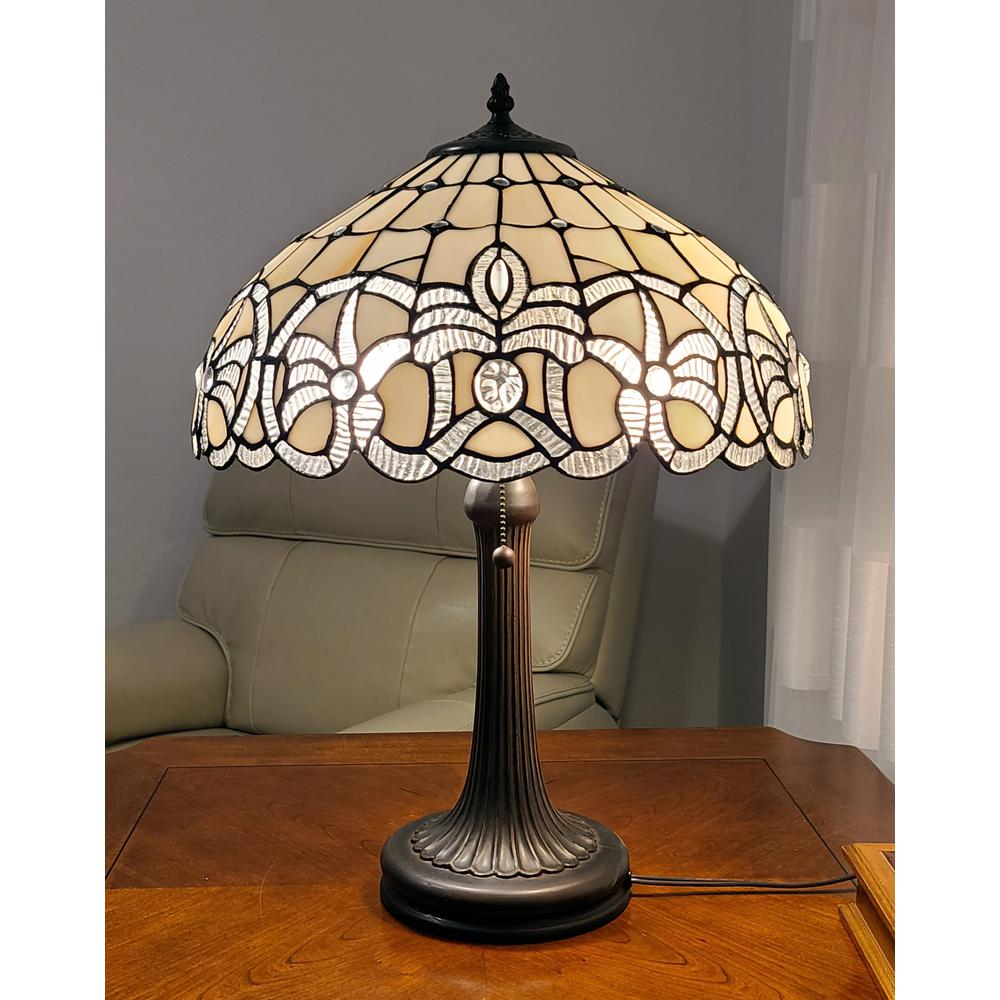 24" Stained Glass Two Light Stained Glass Two Light Accent Table Lamp. Picture 5