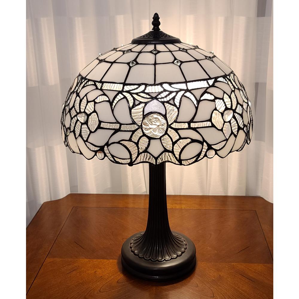 23" Stained Glass Two Light Jeweled Vintage Accent Table Lamp. Picture 3