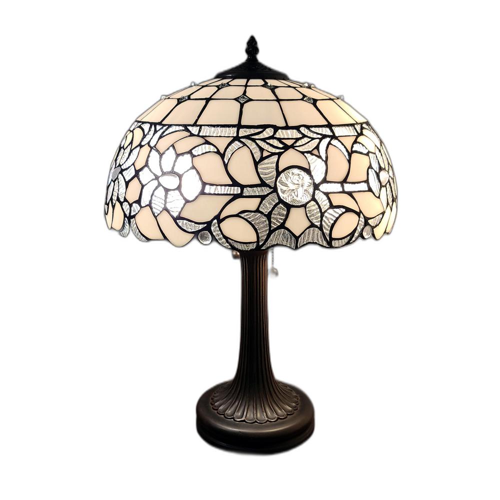 23" Stained Glass Two Light Jeweled Vintage Accent Table Lamp. Picture 7