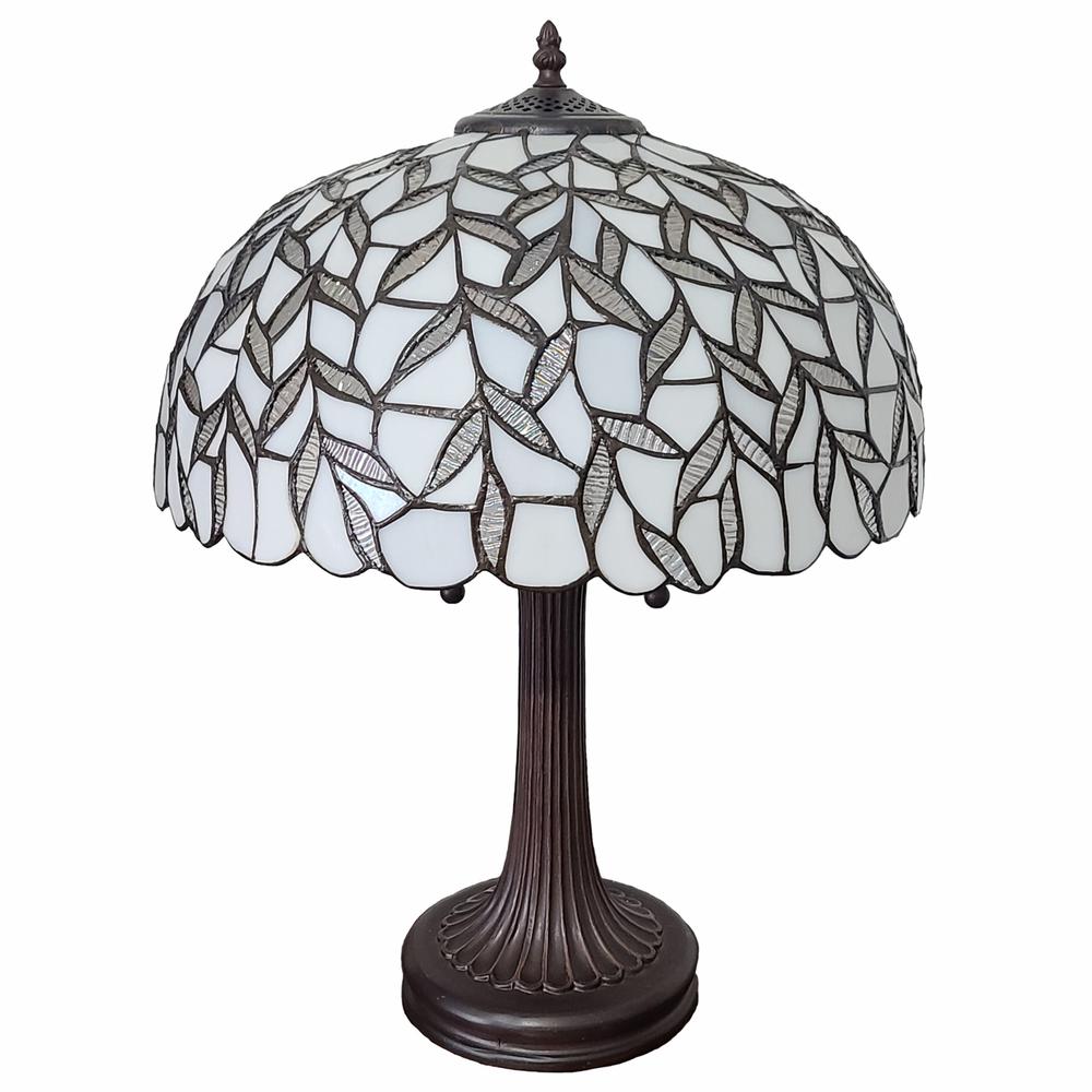 24" Stained Glass Leafy Vintage Accent Table Lamp. Picture 4