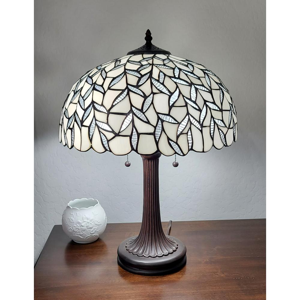 24" Stained Glass Leafy Vintage Accent Table Lamp. Picture 6