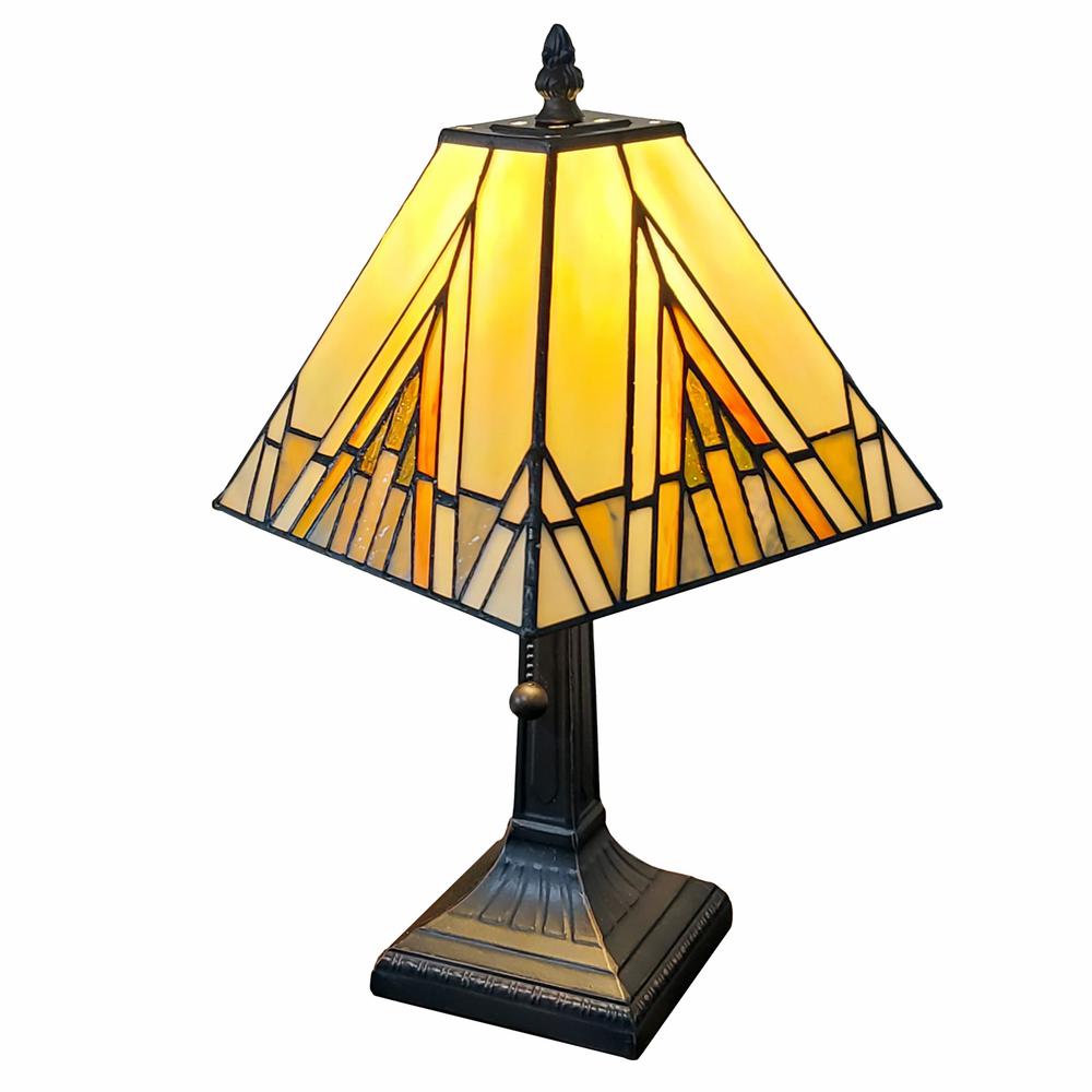 15" Tiffany Yellow and Amber Mission Style Table Lamp. Picture 1