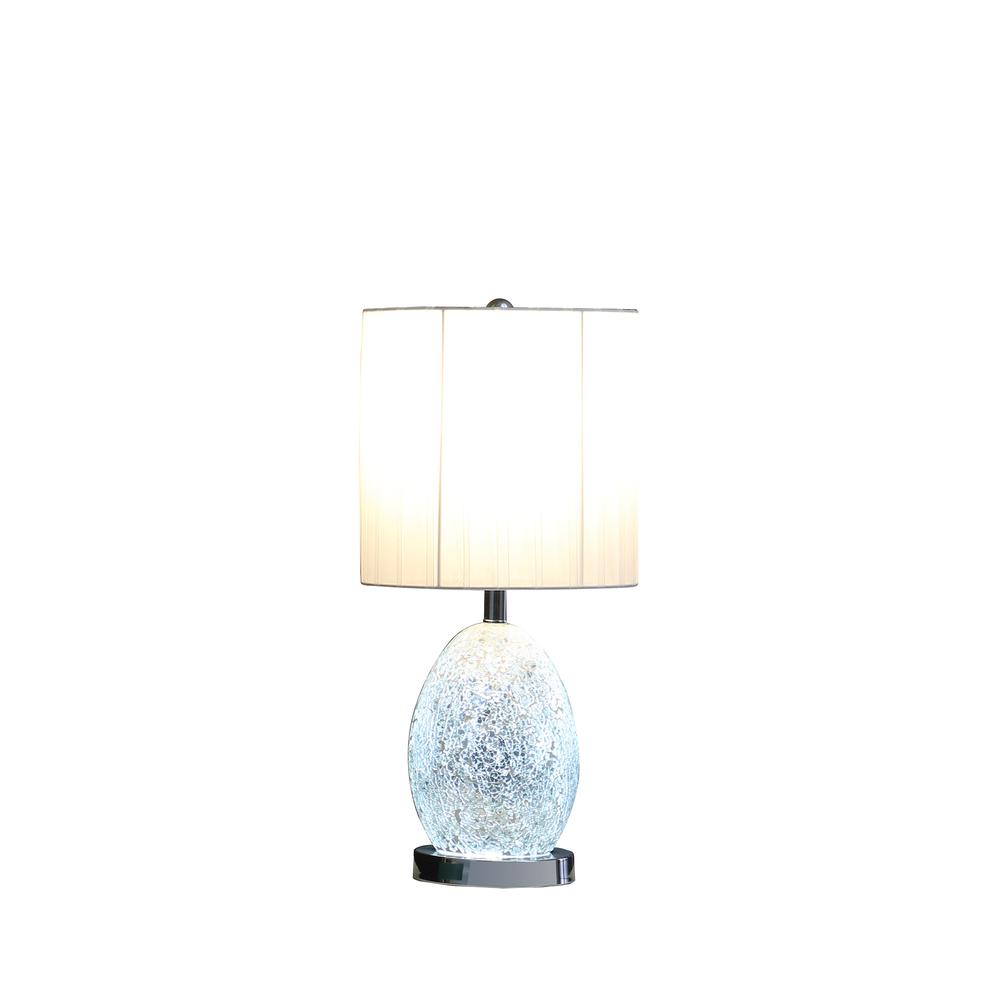 20" White Luster Mirrored Glass Table Lamp With Night Light. Picture 3