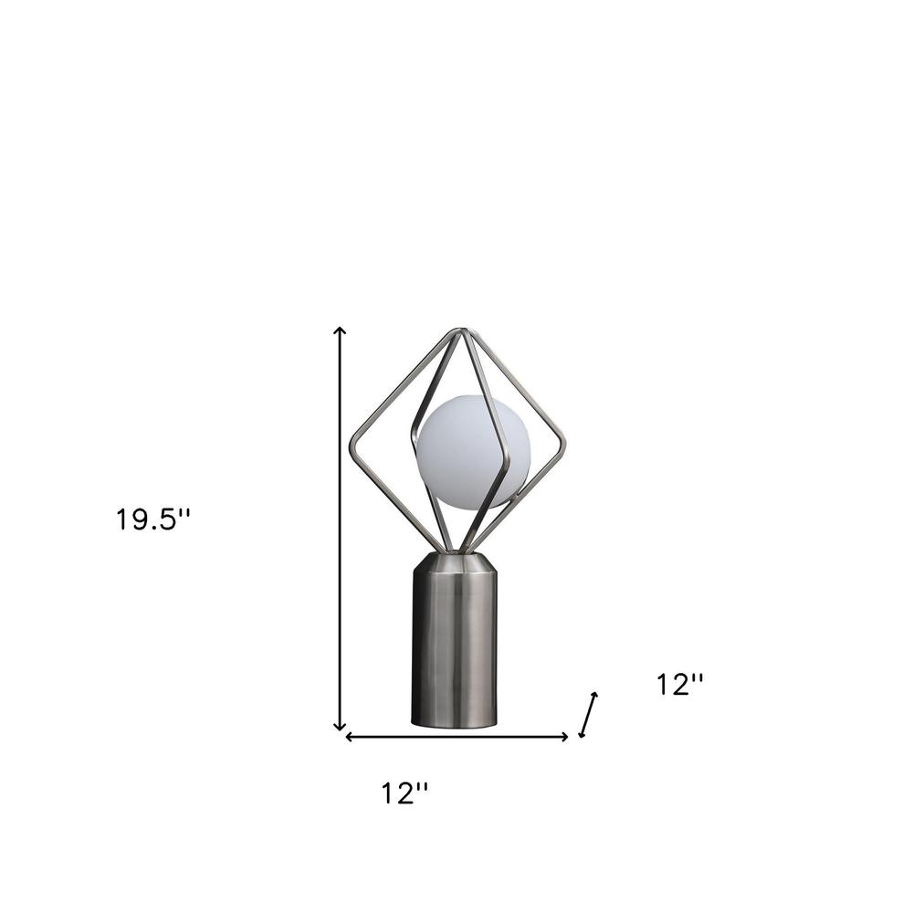 20" Silver Geometric Pedestal Contemporary Table or Desk  Lamp. Picture 6