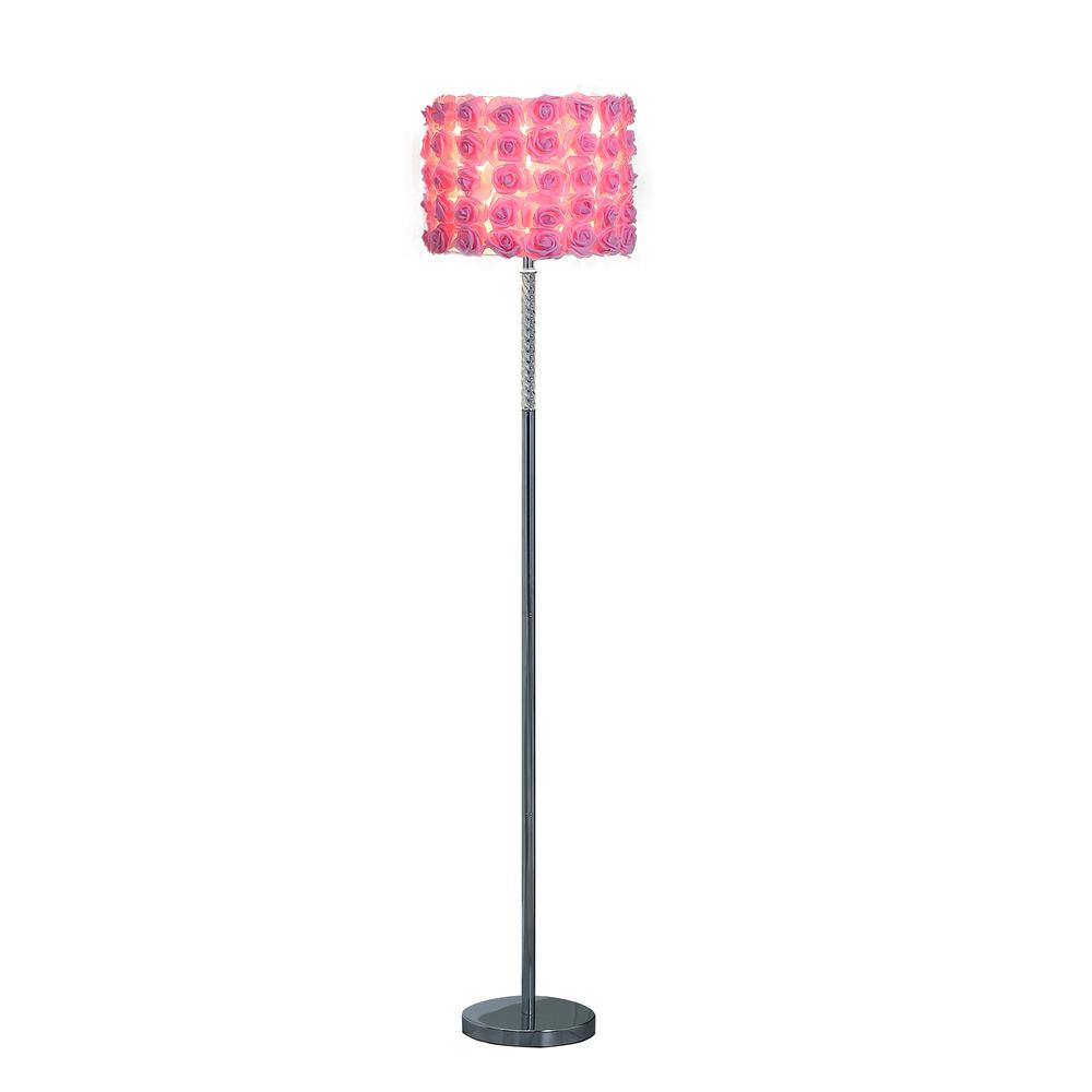 63" Steel Traditional Shaped Floor Lamp With Pink Drum Shade. Picture 4