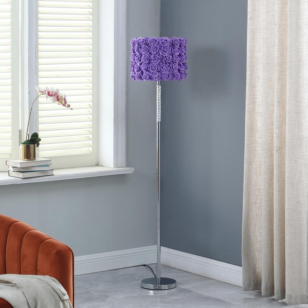 63" Steel Traditional Shaped Floor Lamp With Lavender Drum Shade. Picture 2