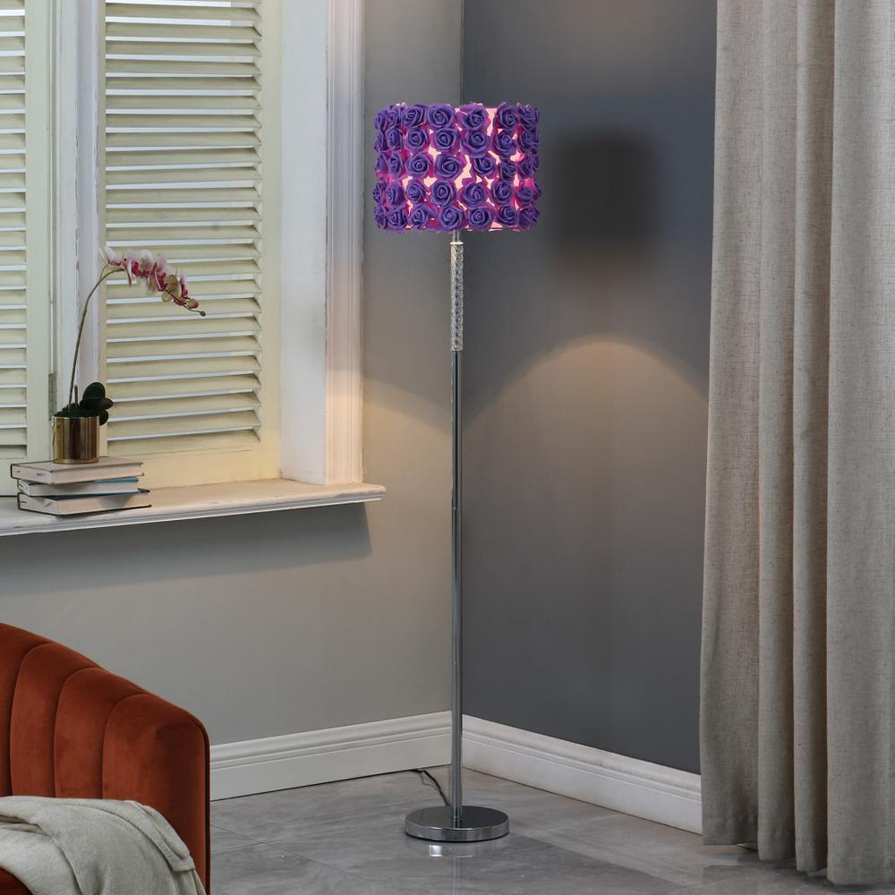 63" Steel Traditional Shaped Floor Lamp With Lavender Drum Shade. Picture 3