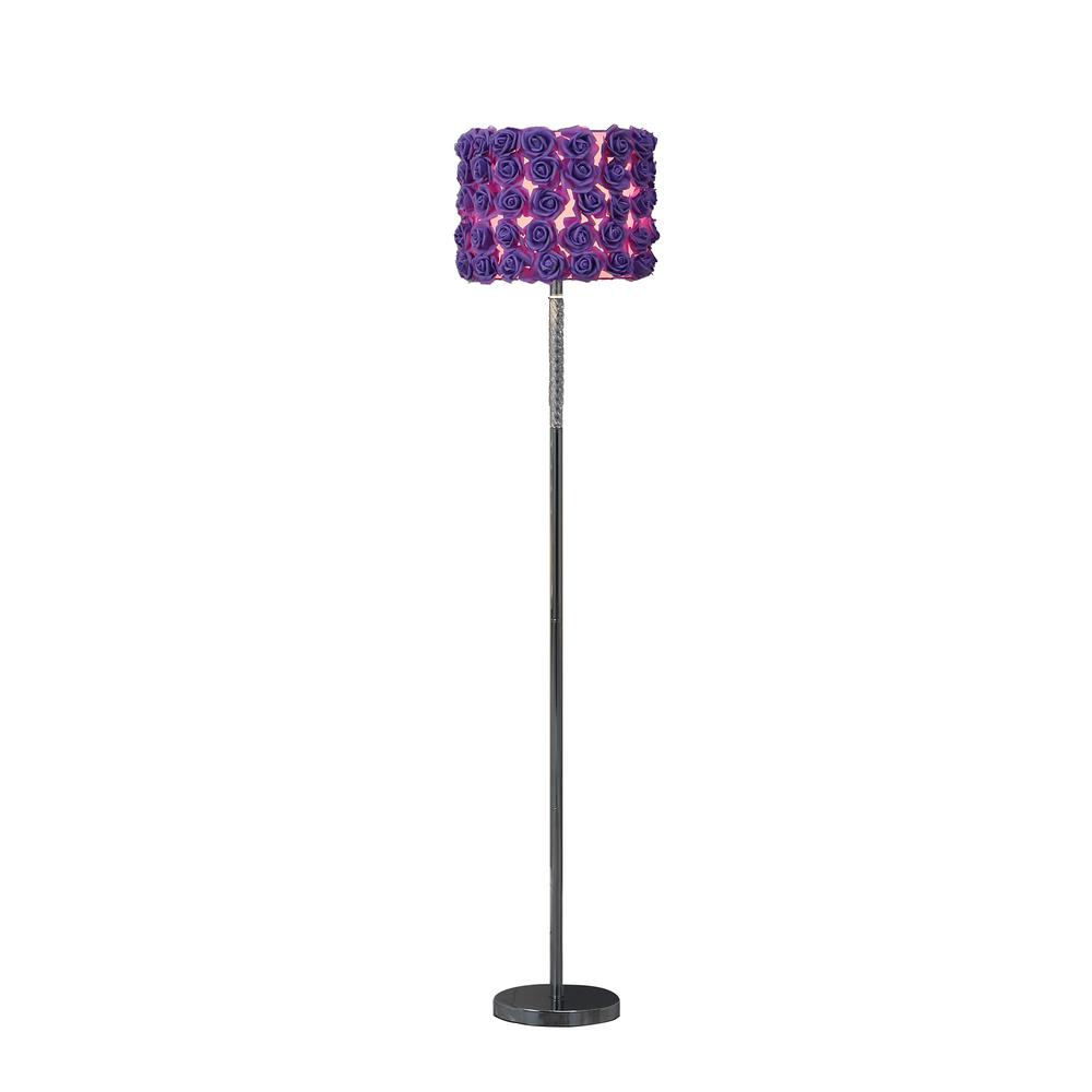 63" Steel Traditional Shaped Floor Lamp With Lavender Drum Shade. Picture 4