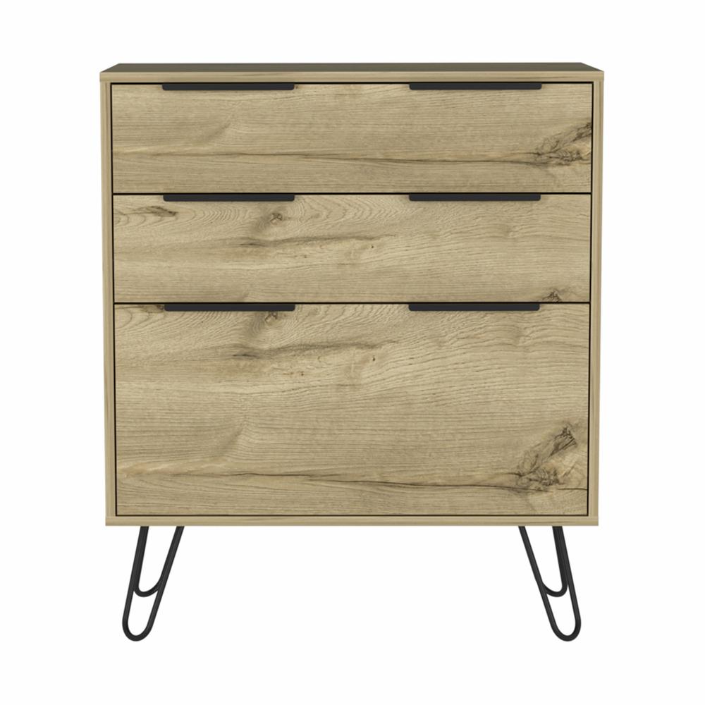 30" Light Oak Manufactured Wood Three Drawer Dresser. Picture 1