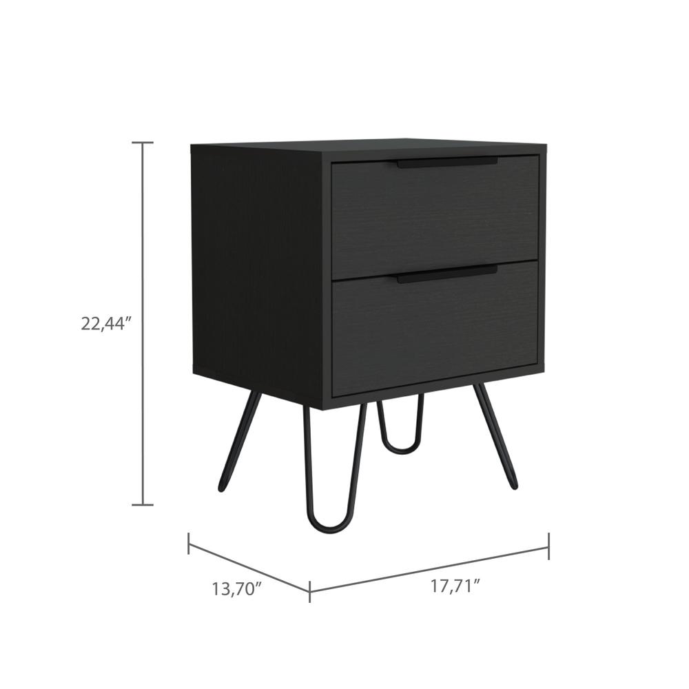 22" Black Wengue Two Drawer Nightstand. Picture 5