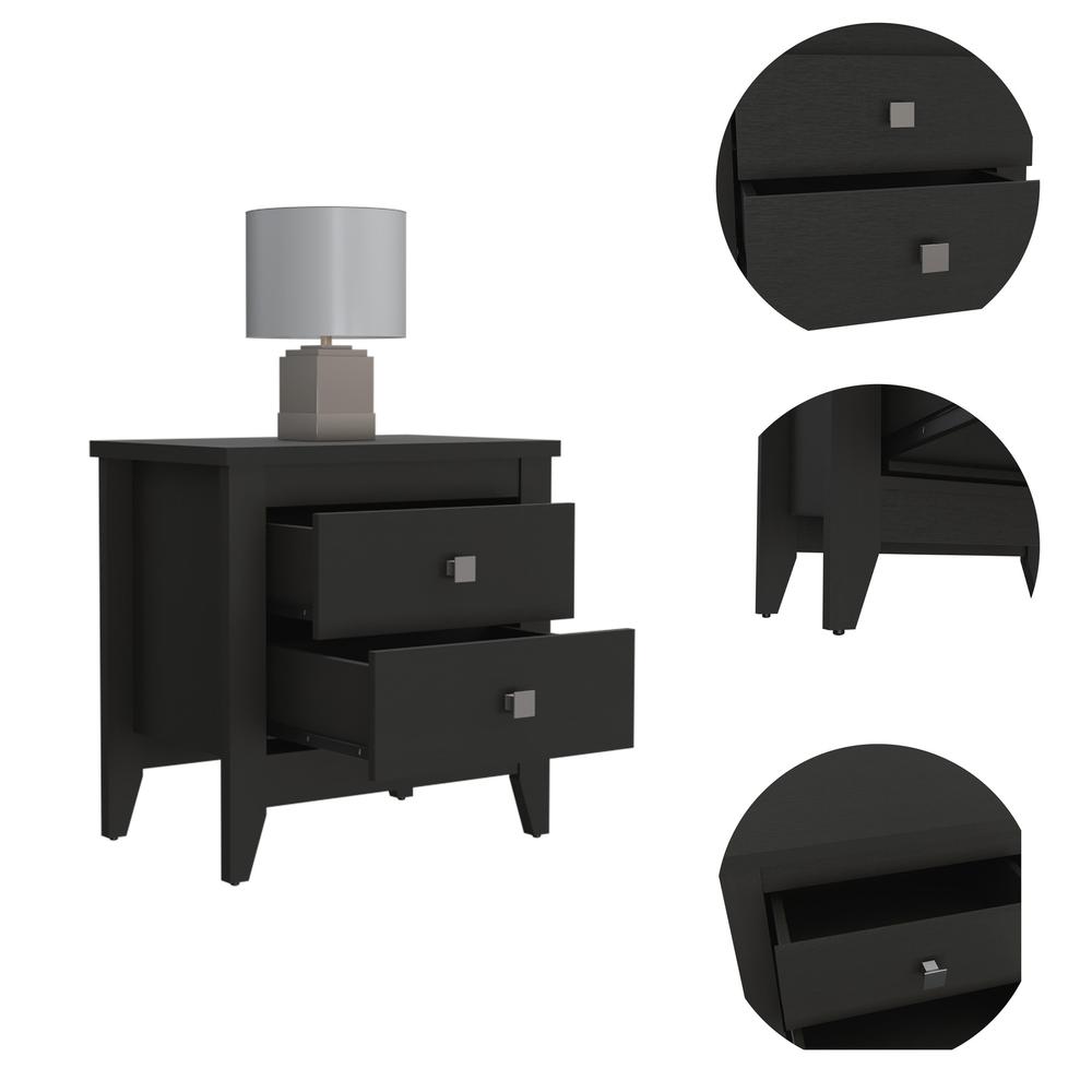 24" Black Wengue Two Drawer Nightstand. Picture 3
