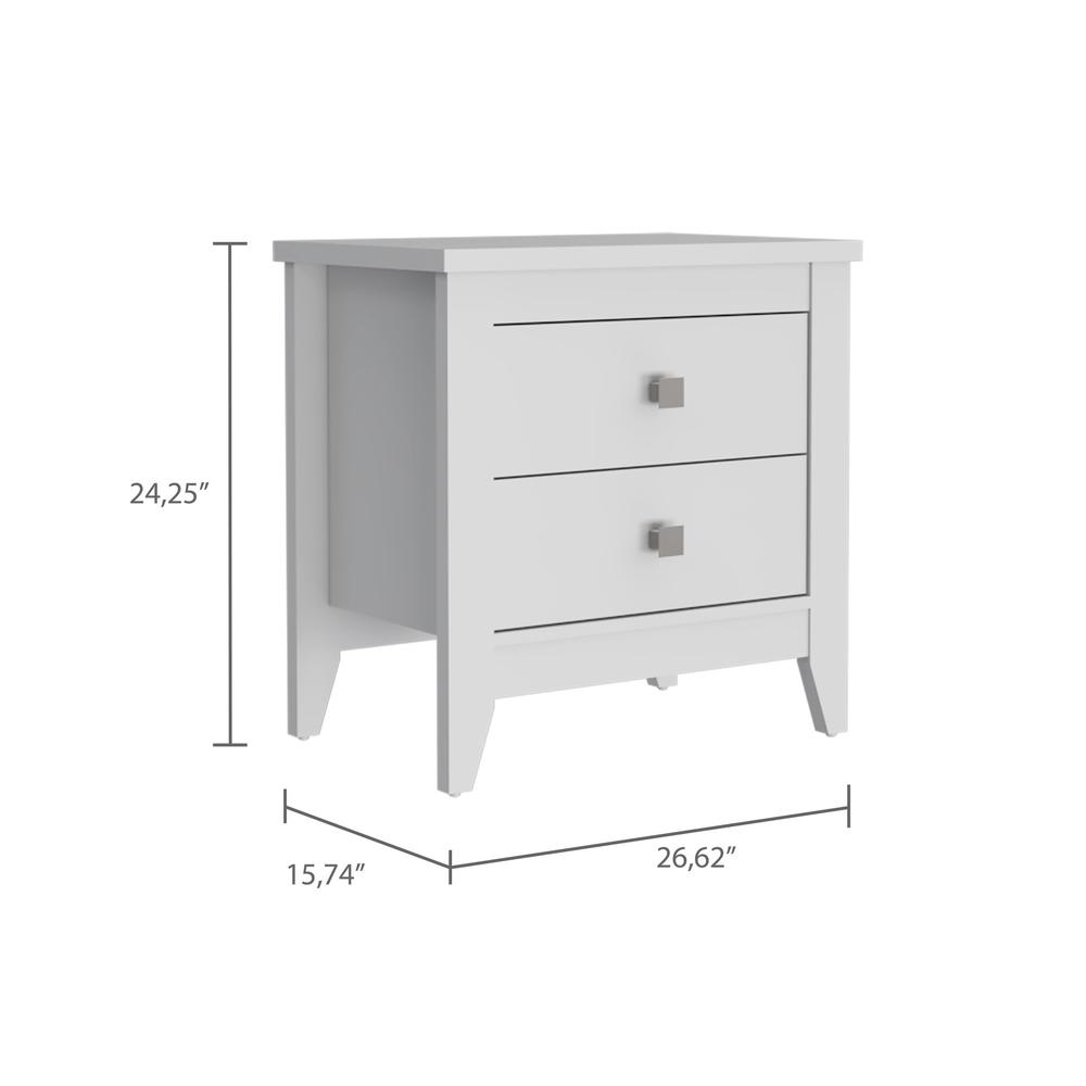 24" White Two Drawer Nightstand. Picture 5