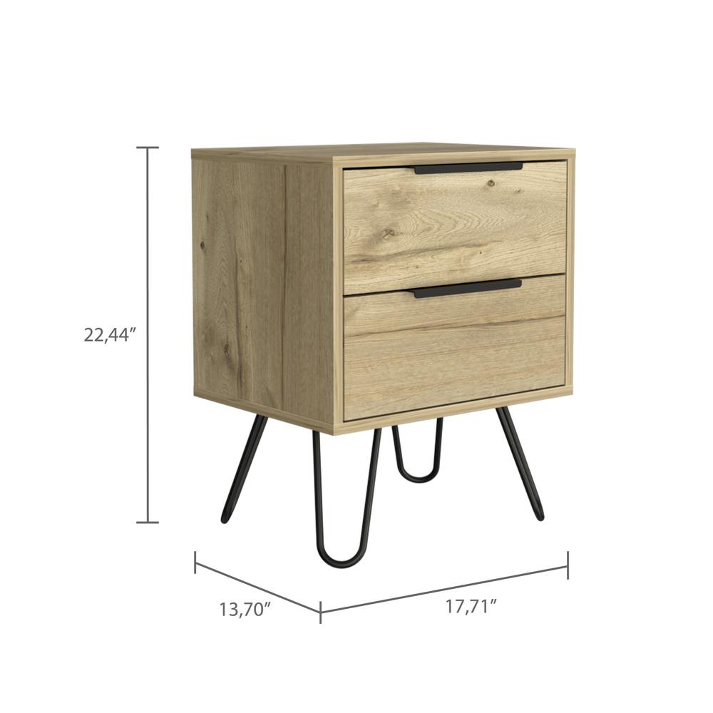 22" Light Oak Two Drawer Nightstand. Picture 5