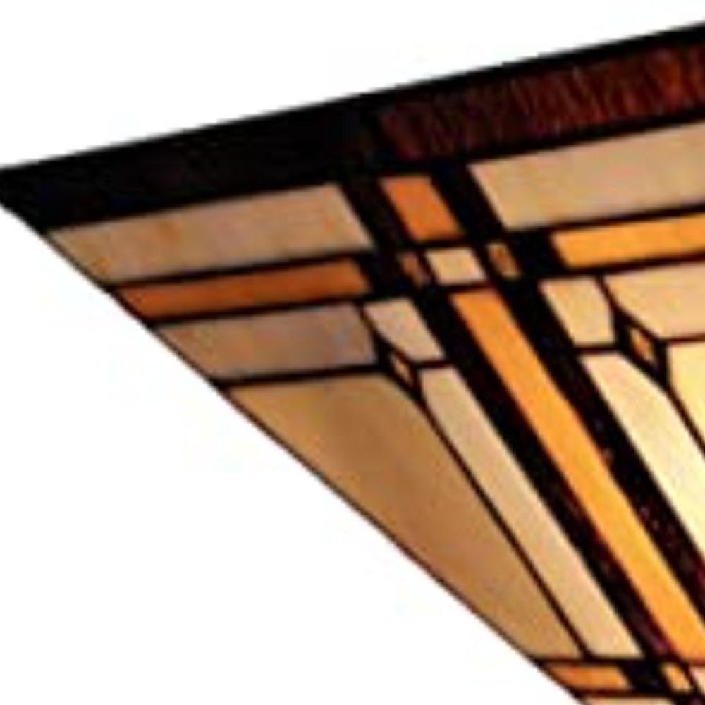 Brown and Amber Tiffany Style Mission Semi Flush Dimmable Ceiling Light. Picture 4