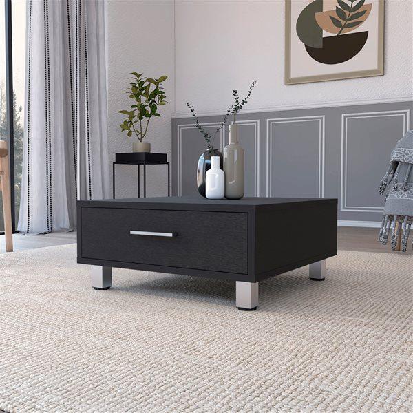 24" Black Wengue Manufactured Wood Rectangular Coffee Table. Picture 4