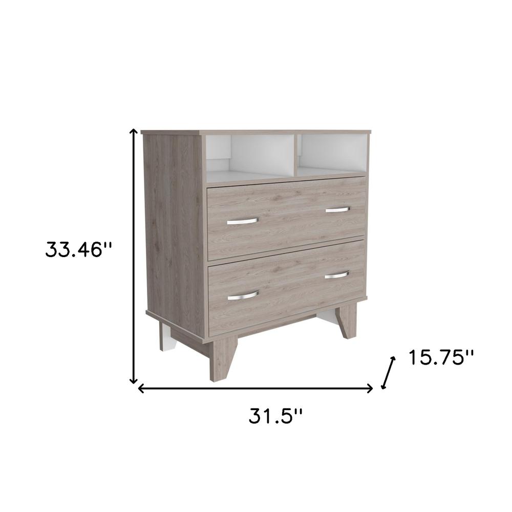 32" Light Grey Manufactured Wood Two Drawer Dresser. Picture 6