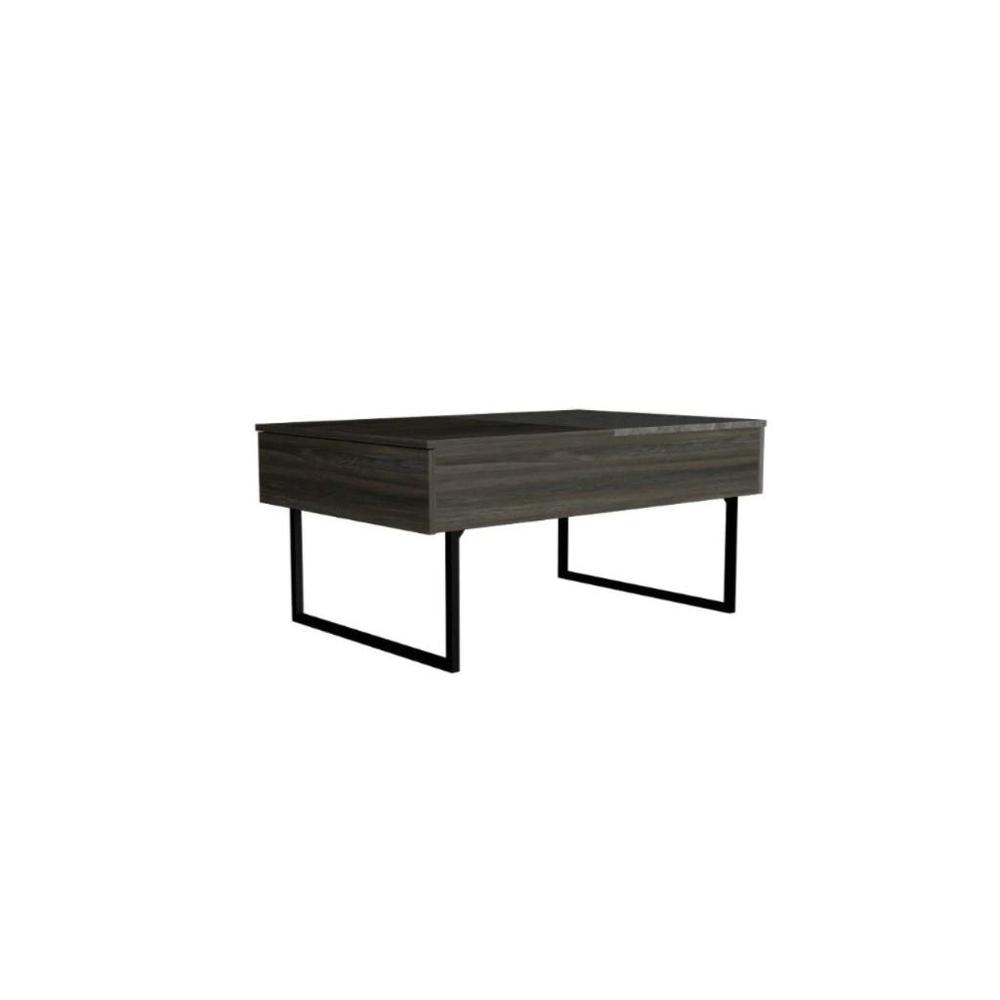 39" Onyx And Carbon Rectangular Lift Top Coffee Table With Drawer. Picture 4