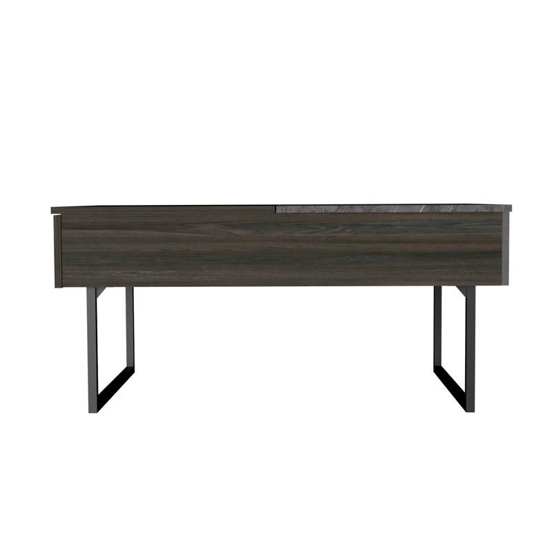 39" Onyx And Carbon Rectangular Lift Top Coffee Table With Drawer. Picture 1