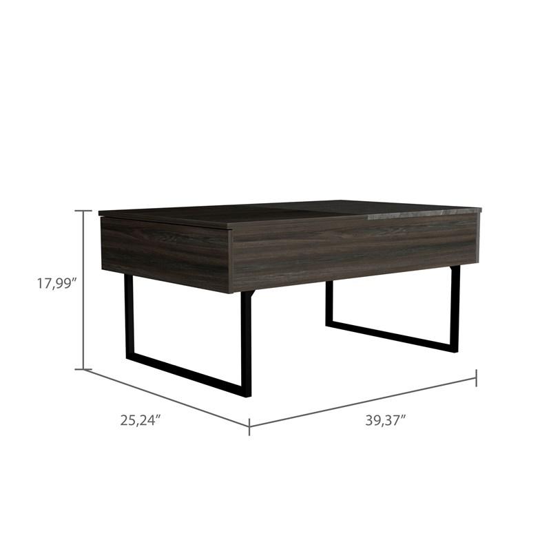 39" Onyx And Carbon Rectangular Lift Top Coffee Table With Drawer. Picture 8