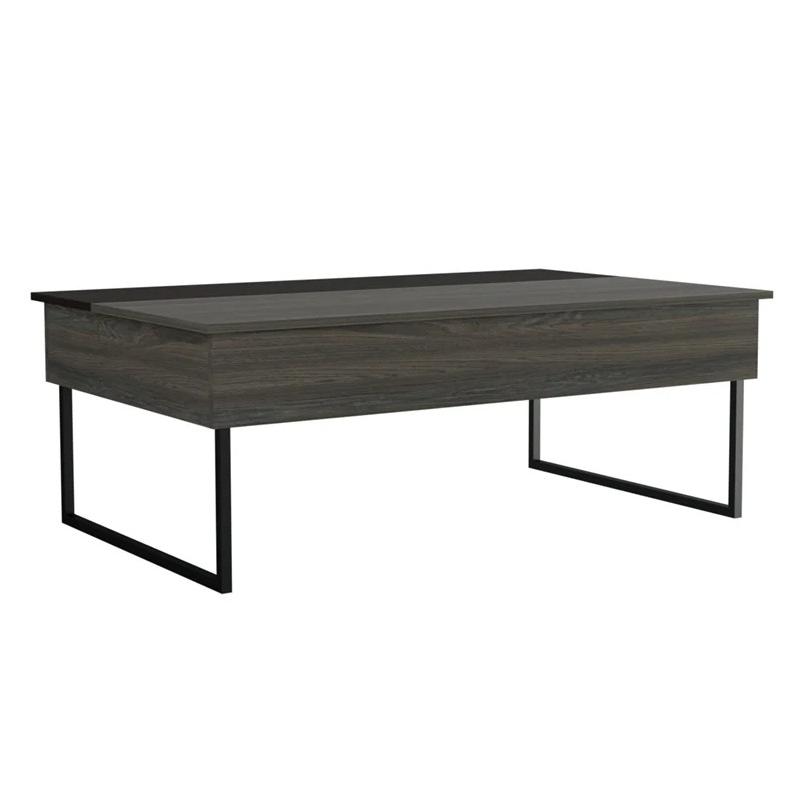 49" Black Manufactured Wood Rectangular Lift Top Coffee Table. Picture 1