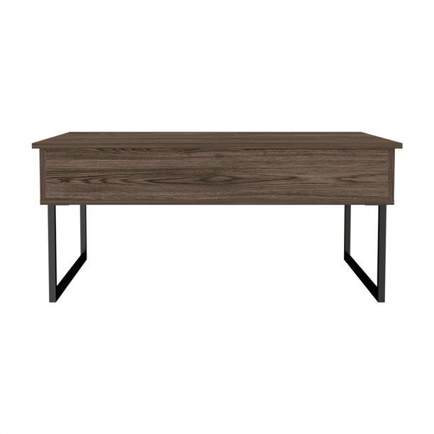 41" Dark Walnut Manufactured Wood Rectangular Lift Top Coffee Table. Picture 3