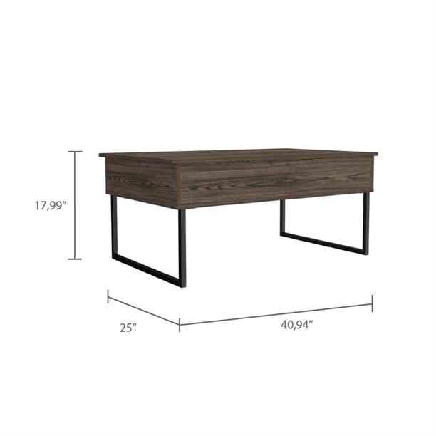 41" Dark Walnut Manufactured Wood Rectangular Lift Top Coffee Table. Picture 5