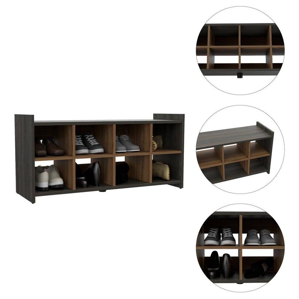 Modern Espresso and Mahogany Eight Pair Shoe Rack Storage Unit. Picture 3