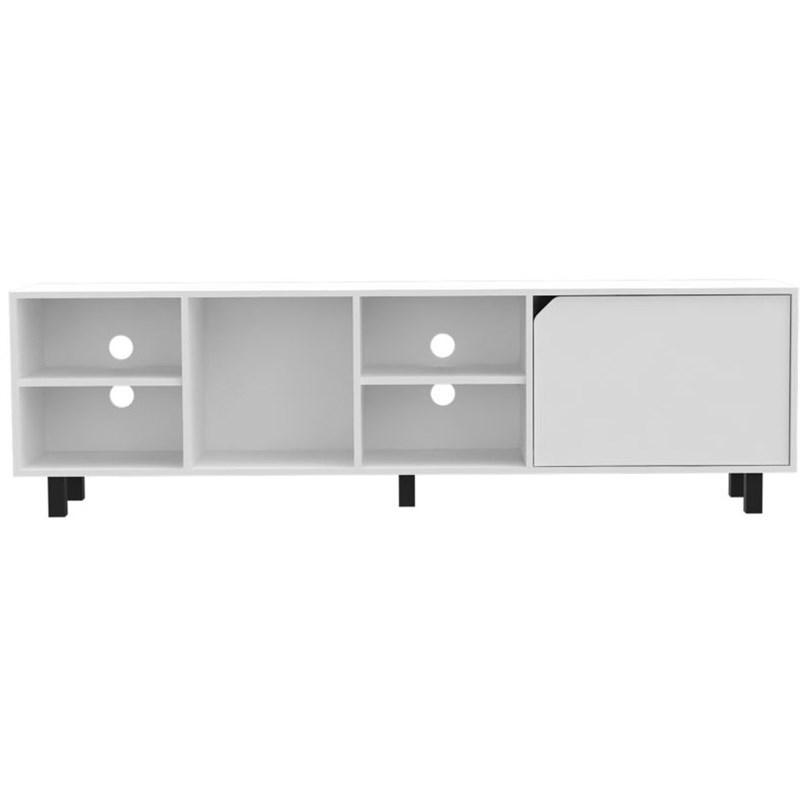 71" White Particle Board Open Shelving TV Stand. Picture 1