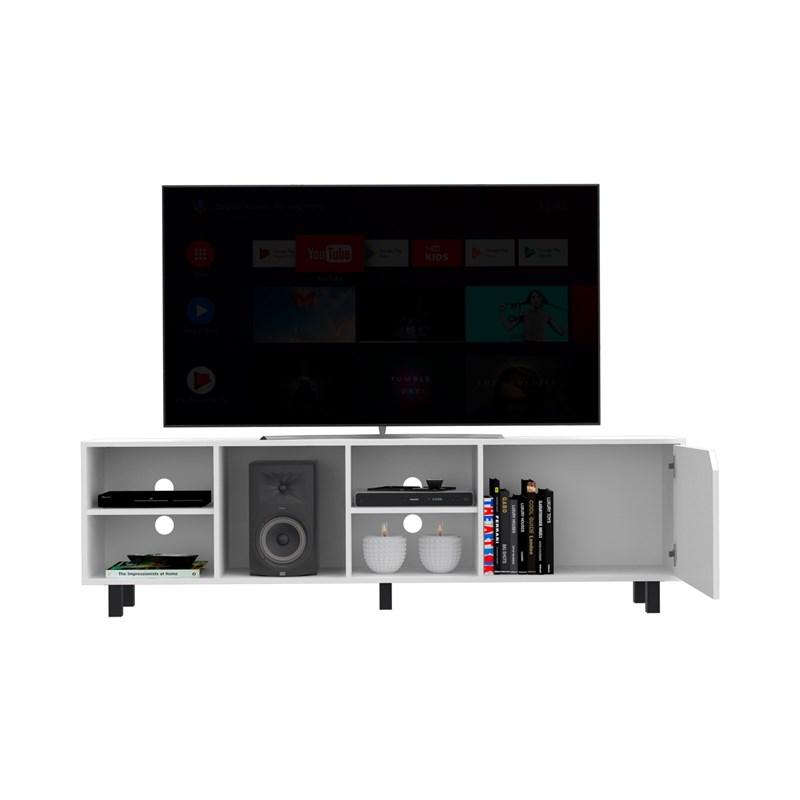 71" White Particle Board Open Shelving TV Stand. Picture 2