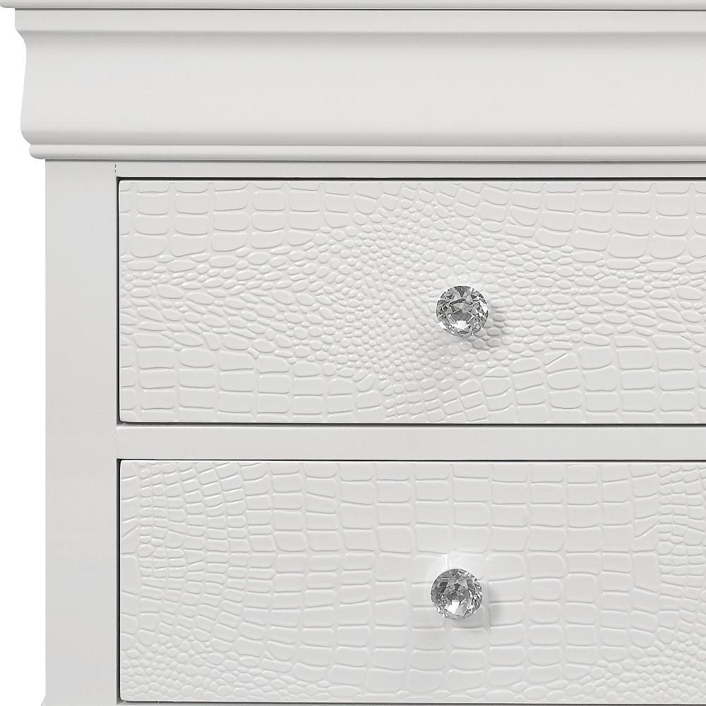 24" White Shagreen Two Drawer Solid Wood Nightstand. Picture 3