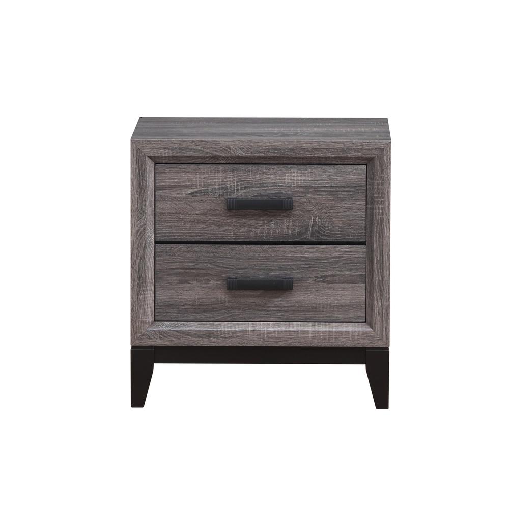 25" Gray Two Drawer Nightstand. Picture 1