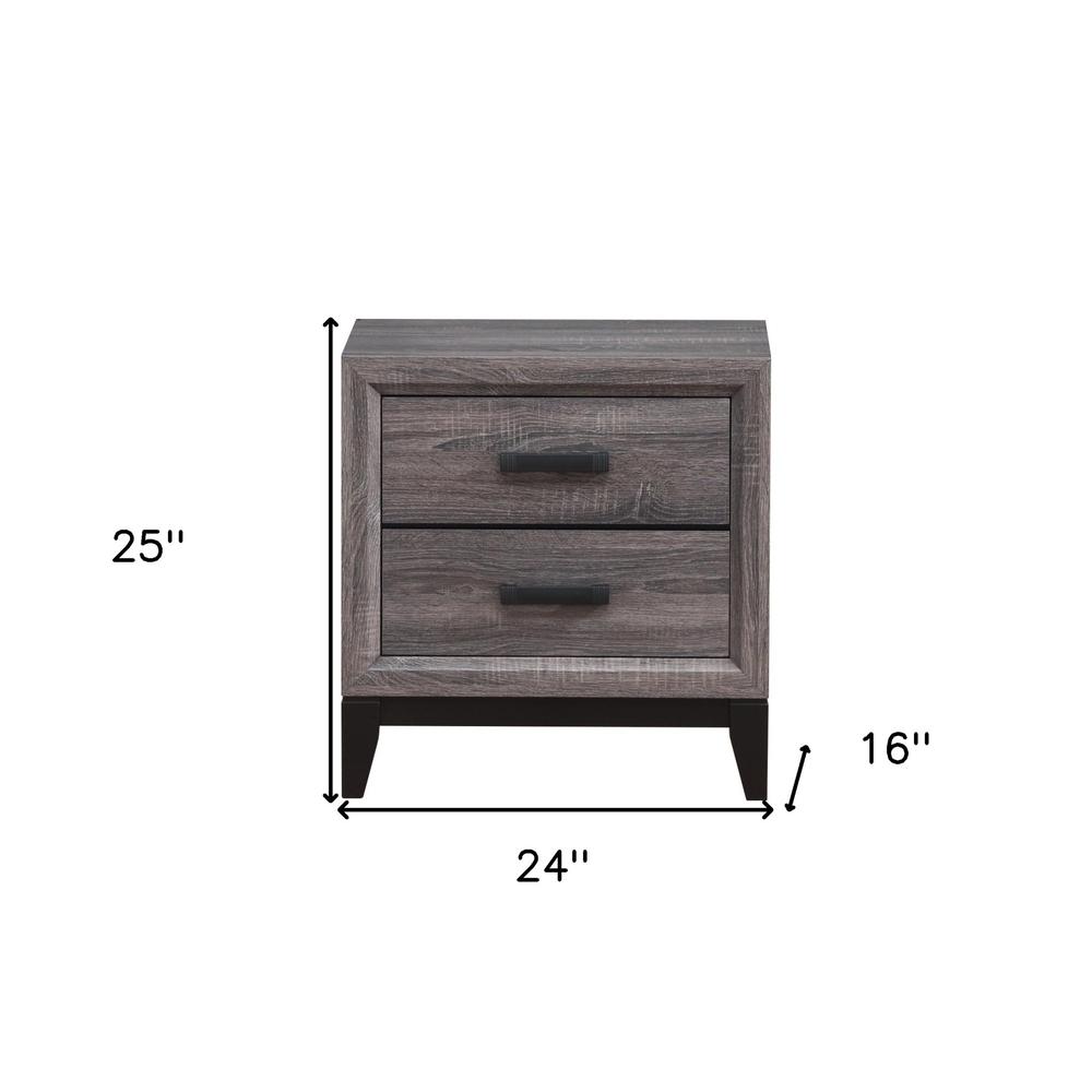 25" Gray Two Drawer Nightstand. Picture 4