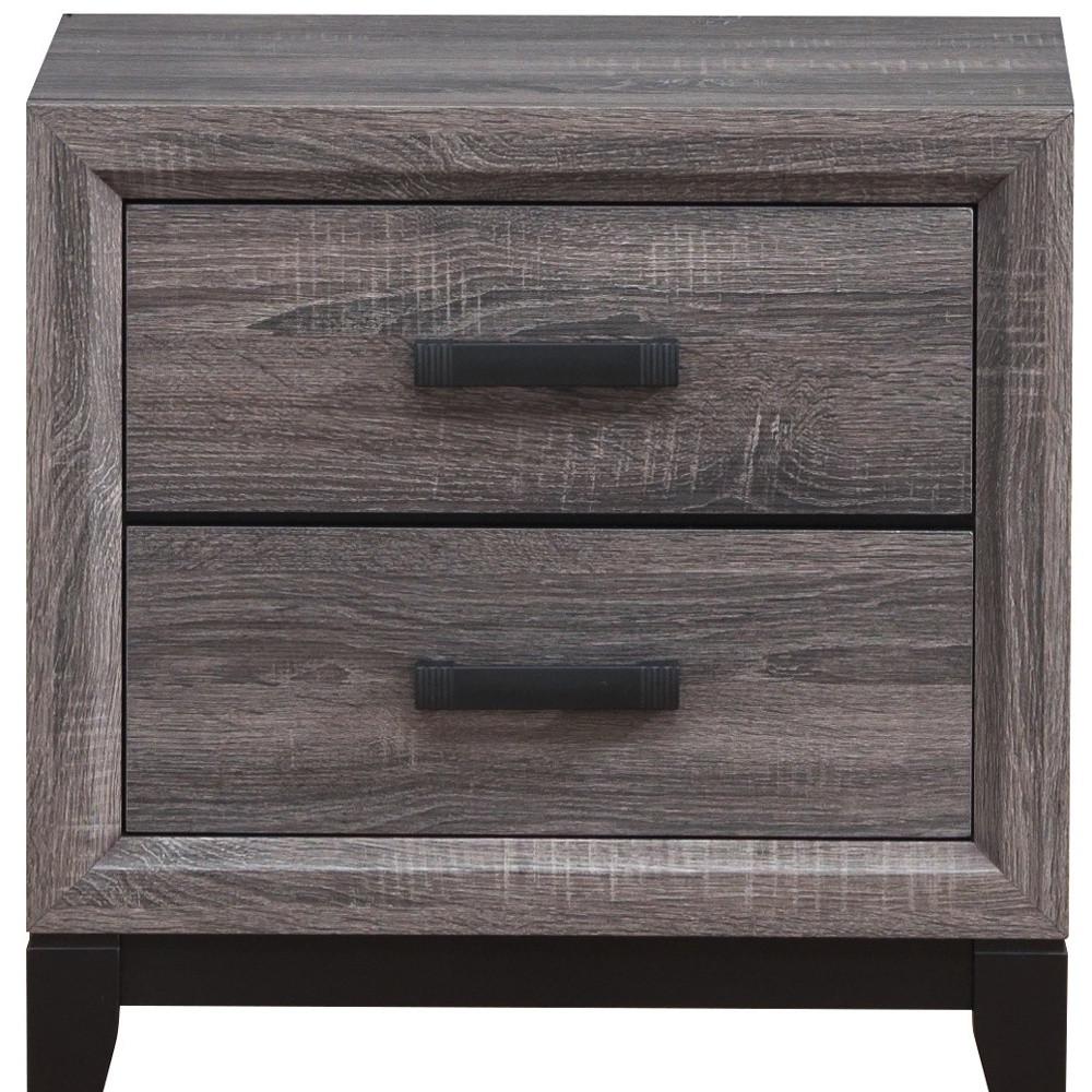 25" Gray Two Drawer Nightstand. Picture 3