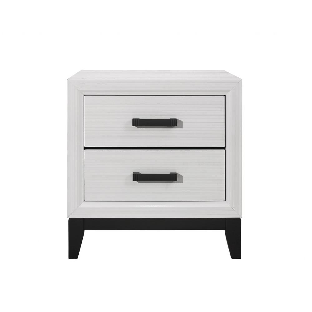 25" White Two Drawer Nightstand. Picture 2
